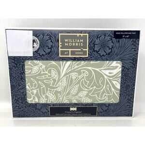 WILLIAM MORRIS Cherwell Tonal Sage Green KING Pillowcases Cotton Percale 2
